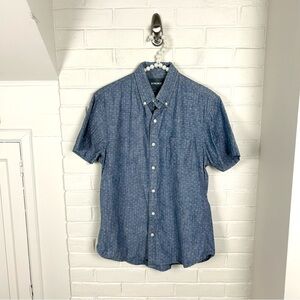 Bonobos Tailored Slim Fit Blue Cotton Chambray Polka Dot Button Down Shirt
